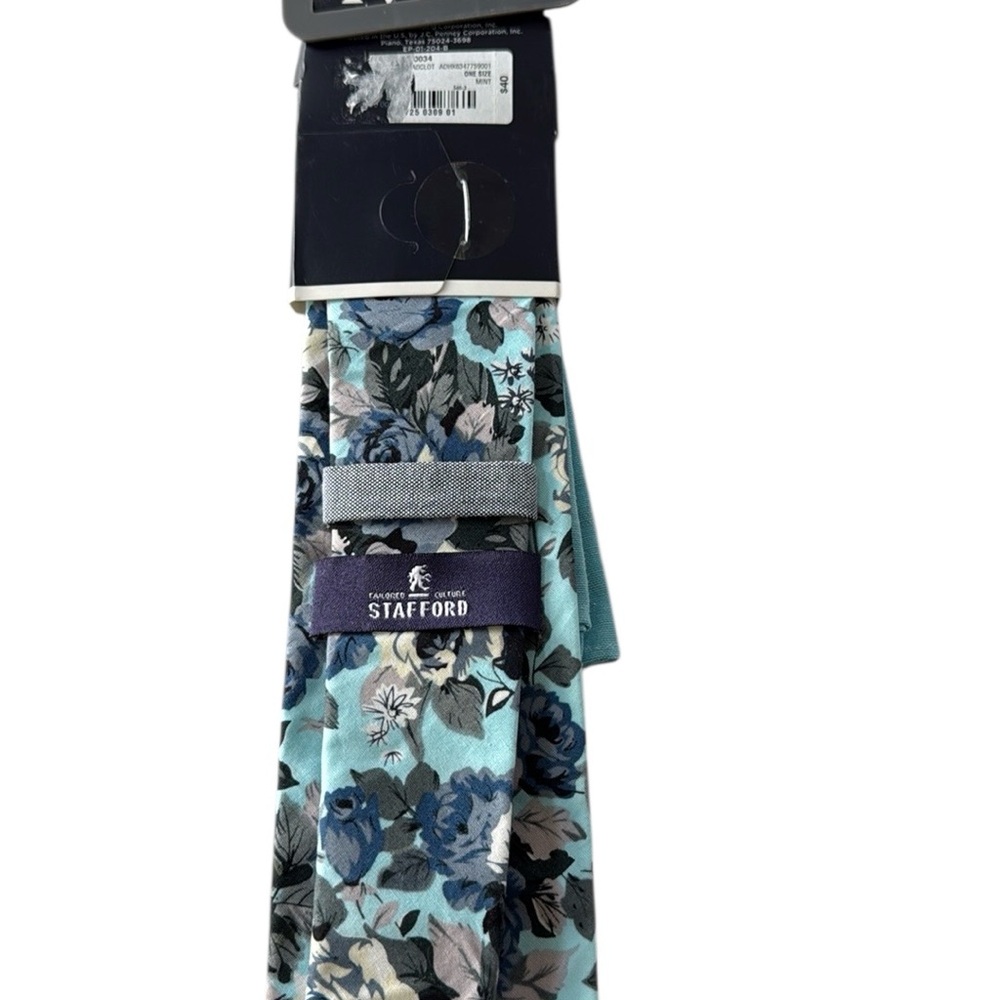 Stafford Tie And Pocket Square combo In Floral Print 100% Cotton NWT - Picture 4 of 4
